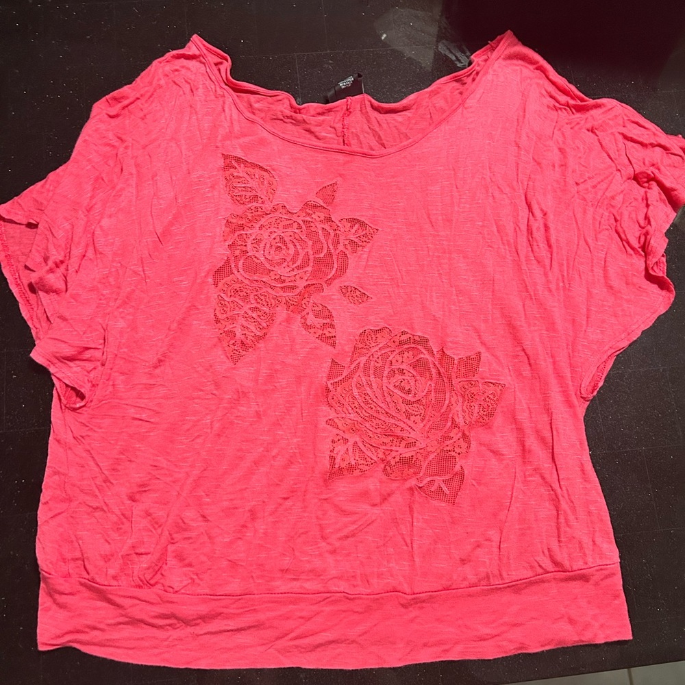 Pink shirt with roses